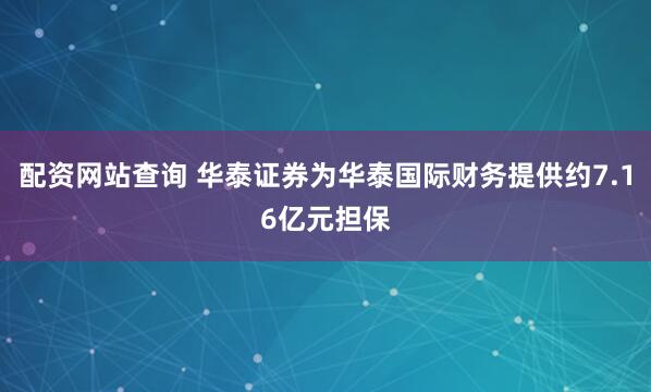 配资网站查询 华泰证券为华泰国际财务提供约7.16亿元担保
