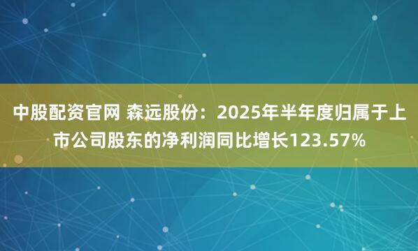 中股配资官网 森远股份：2025年半年度归属于上市公司股东的净利润同比增长123.57%
